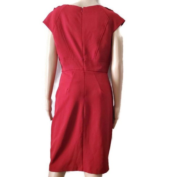 Sandra Darren Women’s Ruffle Front V-Neck Cap Sleeve Sheath Dress Size 8 - Picture 3 of 13